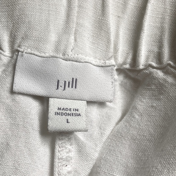 J Jill Linen Blend Wide Side Slit Leg White Pants Women's Large - Picture 13 of 16